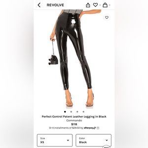 Commando Perfect Control Patent Leather Legging in Black size XS